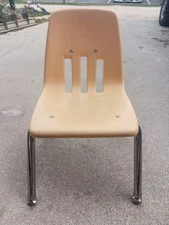 MCM VIRCO Plastic Molded School Chairs Yellow And Chrome 