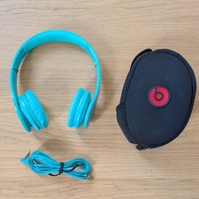 Beats by Dre Solo HD Aqua Teal Turquoise Over Ear Headphones w/ Case  Cable