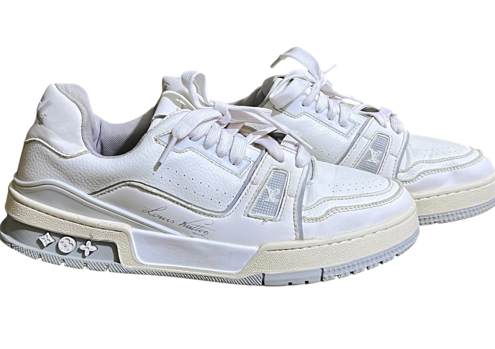 Authentic Louis Vuitton LV Trainer Low White Leather Sneakers Size EU 42 US 8.5