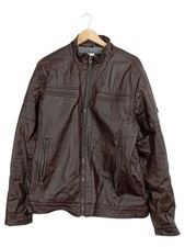 Indigo Herren Kunstlederjacke Bikerjacke Braun Gr. XL Gesteppt