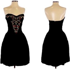 Jessica McClintock Gunne Sax vintage jeweled black velvet dress Size 13/14