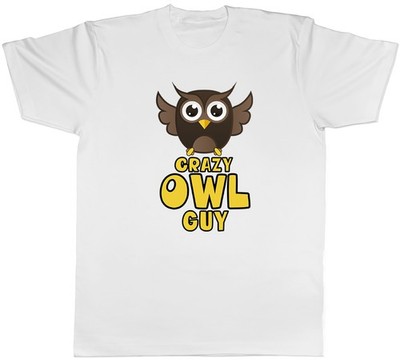 Crazy Owl Guy Herren T-Shirt lustig Nacht Vogel Unisex Tee Geschenk