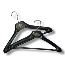 2 Vintage Harley Davidson Branded Heavy Weight Black Plastic Coat Hangers
