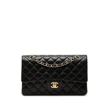 Chanel Coco Mark Double Flap Matelasse 25 Chain Shoulder Bag Women Black One