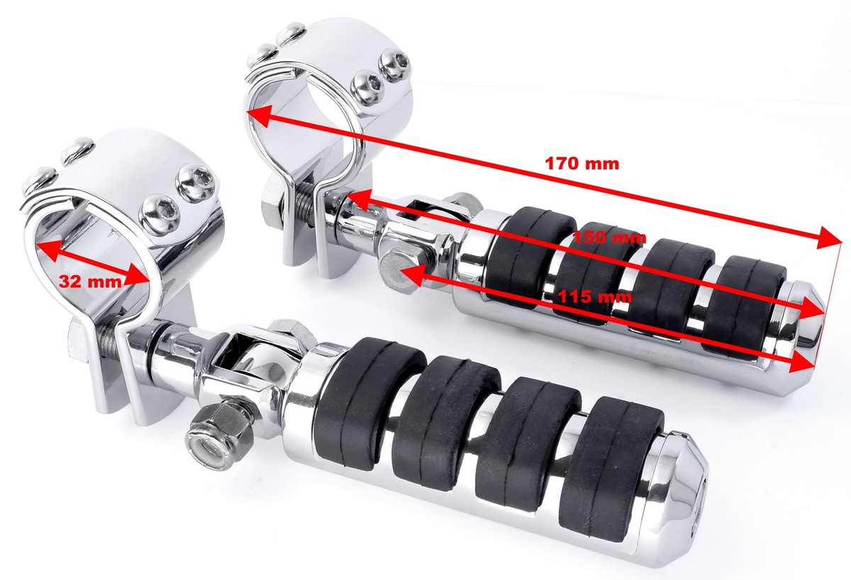 Motorrad Sturzbügel Fußrasten Set HC2 | Für 38mm Schutzbügel | Aluminium Mit Vibrationsdämpfung