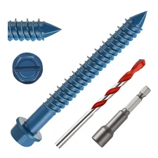 3/16" x 2-1/4" Concrete Screws, 50 PCS Blue Hex Washer Head Concrete Screws Anch