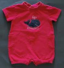 GYMBOREE Boy BY THE SEA Vintage Red Whale Romper 3-6 Months