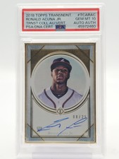 RONALD ACUNA JR 2018 TOPPS TRANSCENDENT ROOKIE AUTO /25 #TCA-RAC PSA 10 Q4561