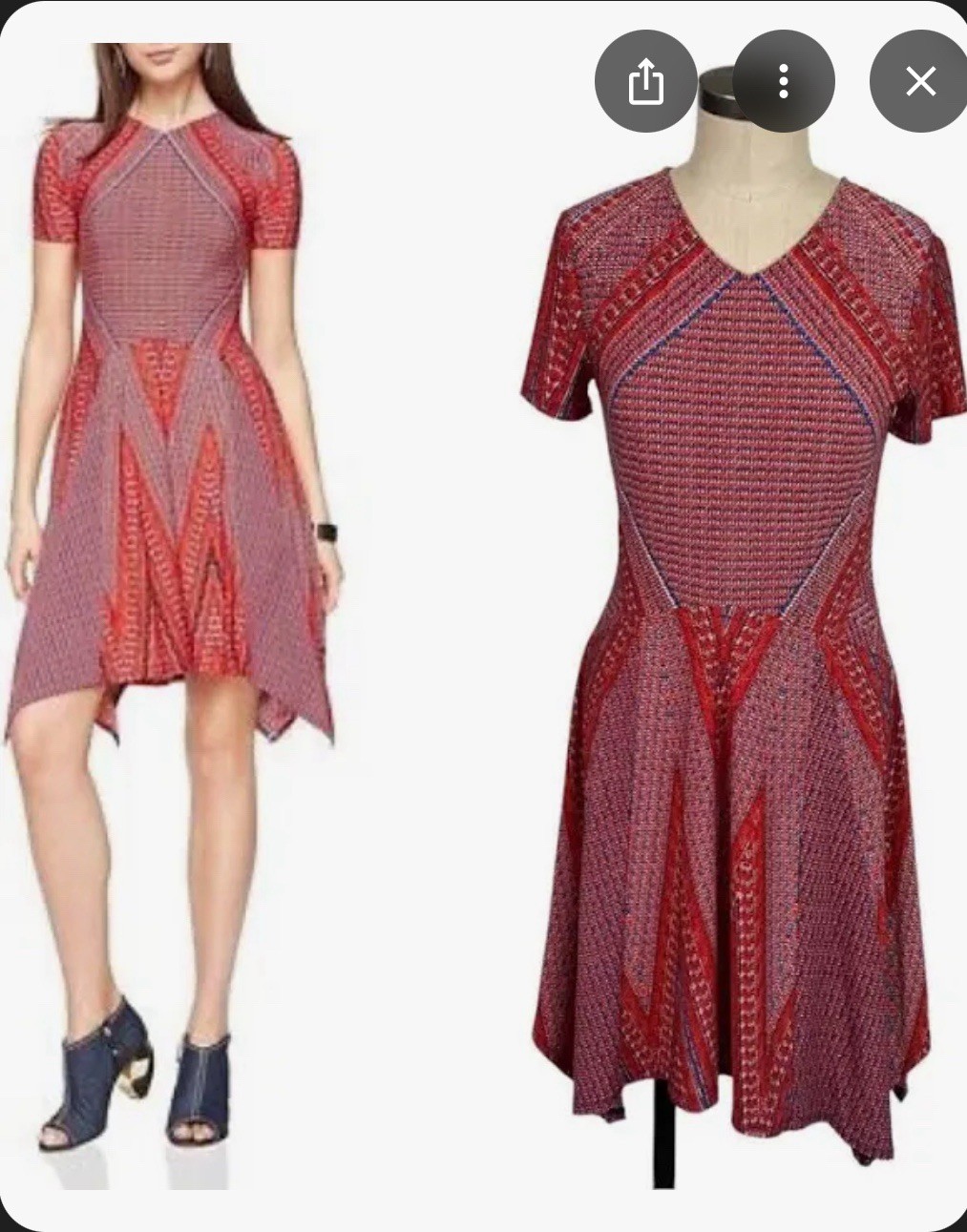 BCBGMAXAZRIA Red Geometric Pattern And Asymmetric… - image 9