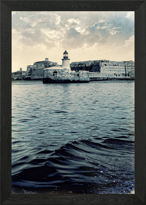 Winter Leuchtturm gerahmtes Wandbild Poster Leinwanddruck Bild