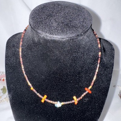 15'' Native American Turquoise Coral Heishi Necklace. #21