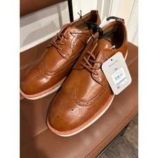 George Mens Jonah Wingtip Oxford Shoes Cognac Brown Memory Foam 7.5 Dress Casual