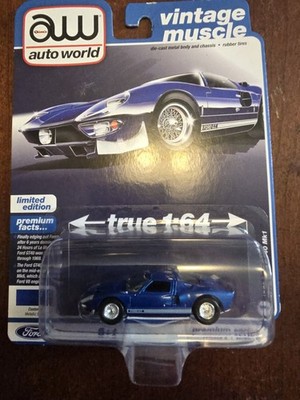 AUTO WORLD 1965 FORD GT40 MK1 METALLIC BLUE 1/64 L18
