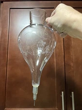 Vintage Etched Glass Wine Decanter Aerator Dispenser Without Stand