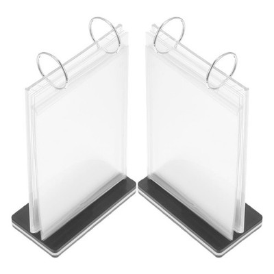 2Pcs Reusable Flip Desktop Menu Holder Transparent PVC Sign Stand for Tabletop