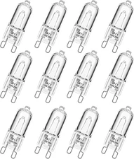 12pcs G9 Bulb 25 Watt 120 Volt Dimmable T4 JCD Type Bi-Pin Base for 25 Watts