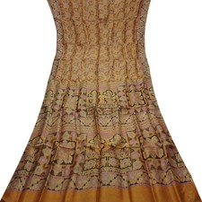 Vintage Orange Sarees 100 Pure Silk Printed Indian Sari 5YD Decor Craft Fabric