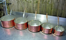 Set of 5 Vintage French Graduated Copper Pans 4kg