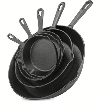 #ad #ad 5PCS Cast Iron Skillet Set Pre Seasoned Frying Pan Drip Spout Camping Cookware $36.66