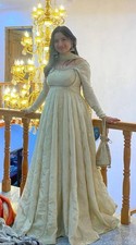 New Launch Chinon Silk Off White Gown Bottom With Dupatta For Festival Wear