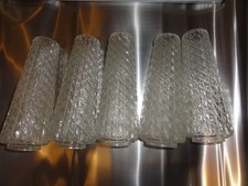 5 tulipes coniques en verre moulé pour lustre, années 60