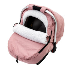 Baby Car Seat Cover Plush Sherpa Fleece Lining Canopy Peeping Window Pink Winter