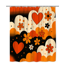 Retro Orange Floral Shower Curtain for Fun Bathroom Decor