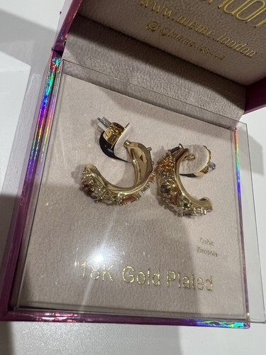 MEME LONDON Rainbow 🌈 Gem Earrings 18 K Gold Plated - Picture 4 of 6