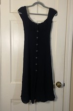 ASTR The Label Bonjour Midi Dress Small Peasant Elastic Back Panel Button Front