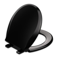 Toilet Seat Round 16.5inch Soft Close Lid PP Material Safe Easy Clean Black