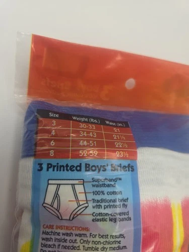 サイズ 6 男の子用 フルーツオブザルーム ファンパル ポケモン ブリーフ 下着 VTG 1999 レア - 画像6/6