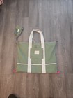 American Eagle Outfitters Triple  Tote Bag Large Olive/Cream Full Zip Canvas