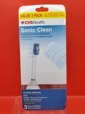 CVS Health Sonic Clean Replacement Brush Heads Advance Essence Elite 3Ct New
