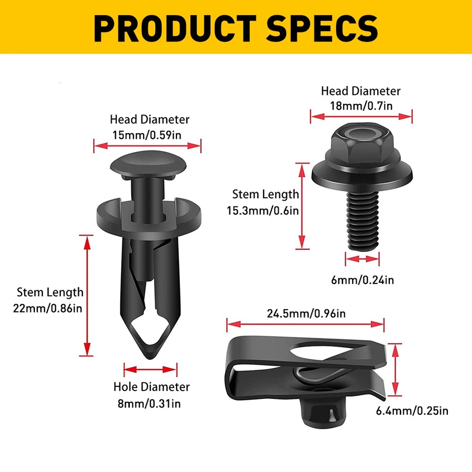 28/56x Protector Motor Coche Cuerpo Salpicaduras Tornillos Tornillo Tuerca Guardabarros Parachoques Clip Remache Foto 4 de 4