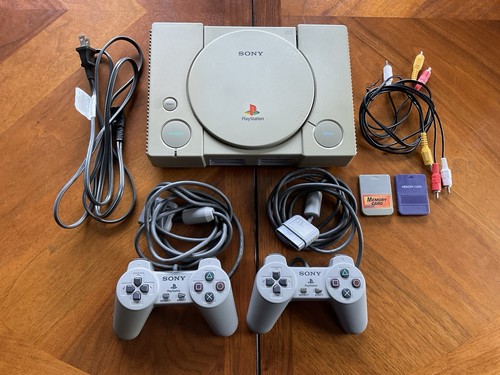 Sony PlayStation 1 Game Console w/2 Controllers & 2 Memory Cards(Tested-Working)