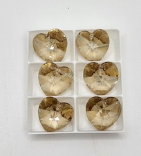 6pc Swarovski Crystal Golden Shadow 14mm Heart Pendant
