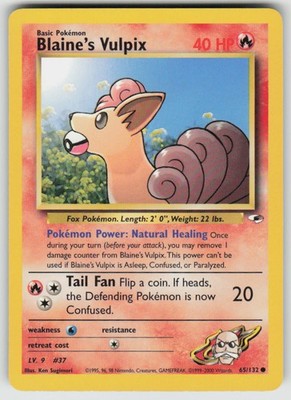 Blaine's Vulpix 65/132 Common Gym Heroes Pokemon Unlimited Heavily Played