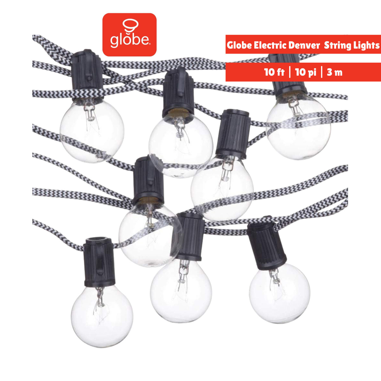 Globe Electric Denver Designer Series Indoor/Outdoor 10 x String Lights - 10 ft