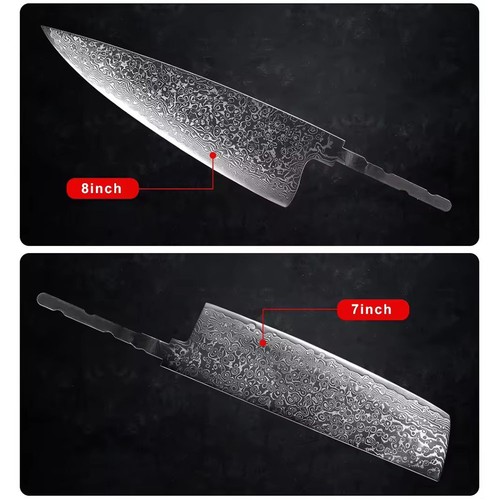 VG10 Damascus Steel Chef Knife Blank Blade DIY Home Hobby Kitchen Tools Material - 第 12/25 張圖片