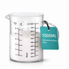 Messbecher 1L Glas hitzebeständig Messkanne ...