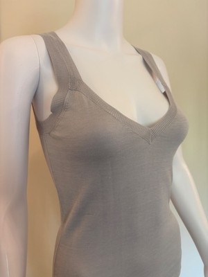 Snobby Sheep Tank Top Silk Cotton Blend Light Gray Size EUR 42/6 Low Cut V Neck