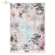 Pink and Lavender Birds | A4 Rice Paper | Paper for Decoupage | ITD Collection