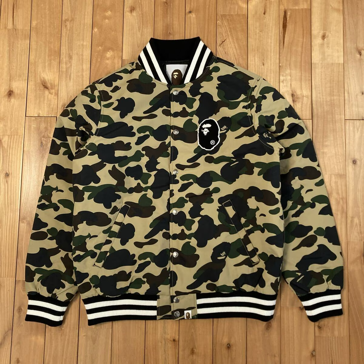 BAPE APE HEAD logo varsity jacket 1st camo yellow A Bathing Ape