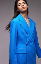 Topshop Womens Blazer Azure Blue Extreme Shoulder Waisted RRP 70