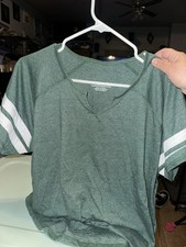 Womens Plus 3X Green White Striped Raglan Sle...