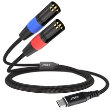 USB C to Dual XLR Male Audio Cable, Stereo Type-C to 2 XLR Male Audio Cable f...