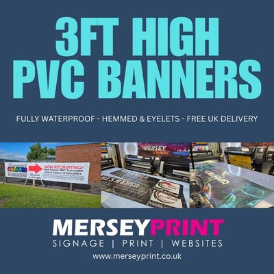 3 Fuß x 10 Fuß PVC-Banner mit Ösen - KOSTENLOSE UK-LIEFERUNG 
