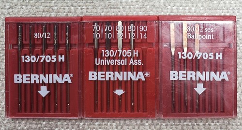 3 Packs BERNINA Sewing Machine NEEDLES 12 Total Universal, Ballpoint 130/705 H