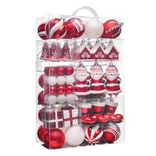 Valery Madelyn Christmas Ornaments Set, 120ct Red and White Shatterproof Chri...