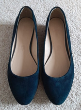Pre-owned Ladies 100% Leather Suede Shoes, Navy by Footglove, Size 4.5